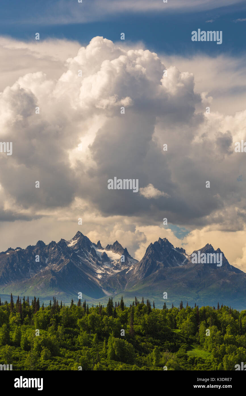 L'Alaska Range, Mount Foraker, Talkeetna, Denali Viewpoint Sud, Alaska, STATI UNITI D'AMERICA Foto Stock