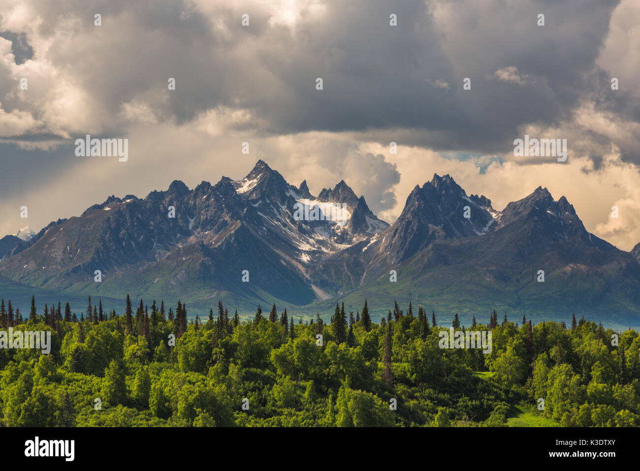 L'Alaska Range, Mount Foraker, Talkeetna, Denali Viewpoint Sud, Alaska, STATI UNITI D'AMERICA Foto Stock