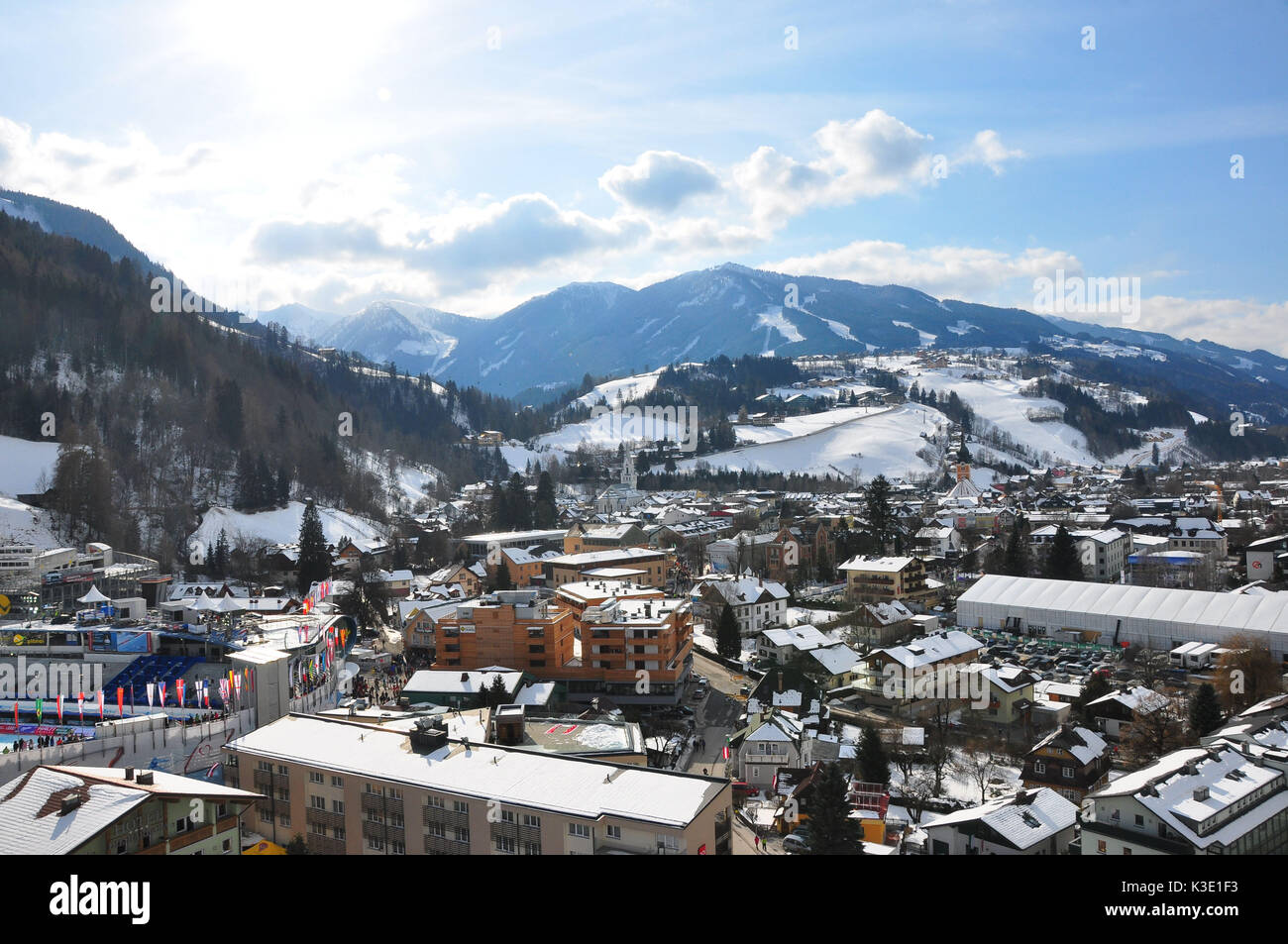 Ã-sterreich, Steiermark, Schladming, Skiweltmeisterschaft, Ortsbild, Foto Stock
