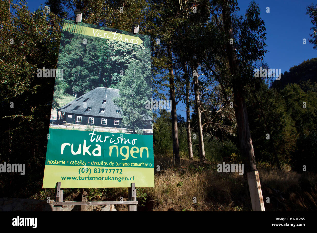 Il Cile, Araucania, Curarrehue, Mapuche, comunale progetto turismo Ruka Ngen, Foto Stock