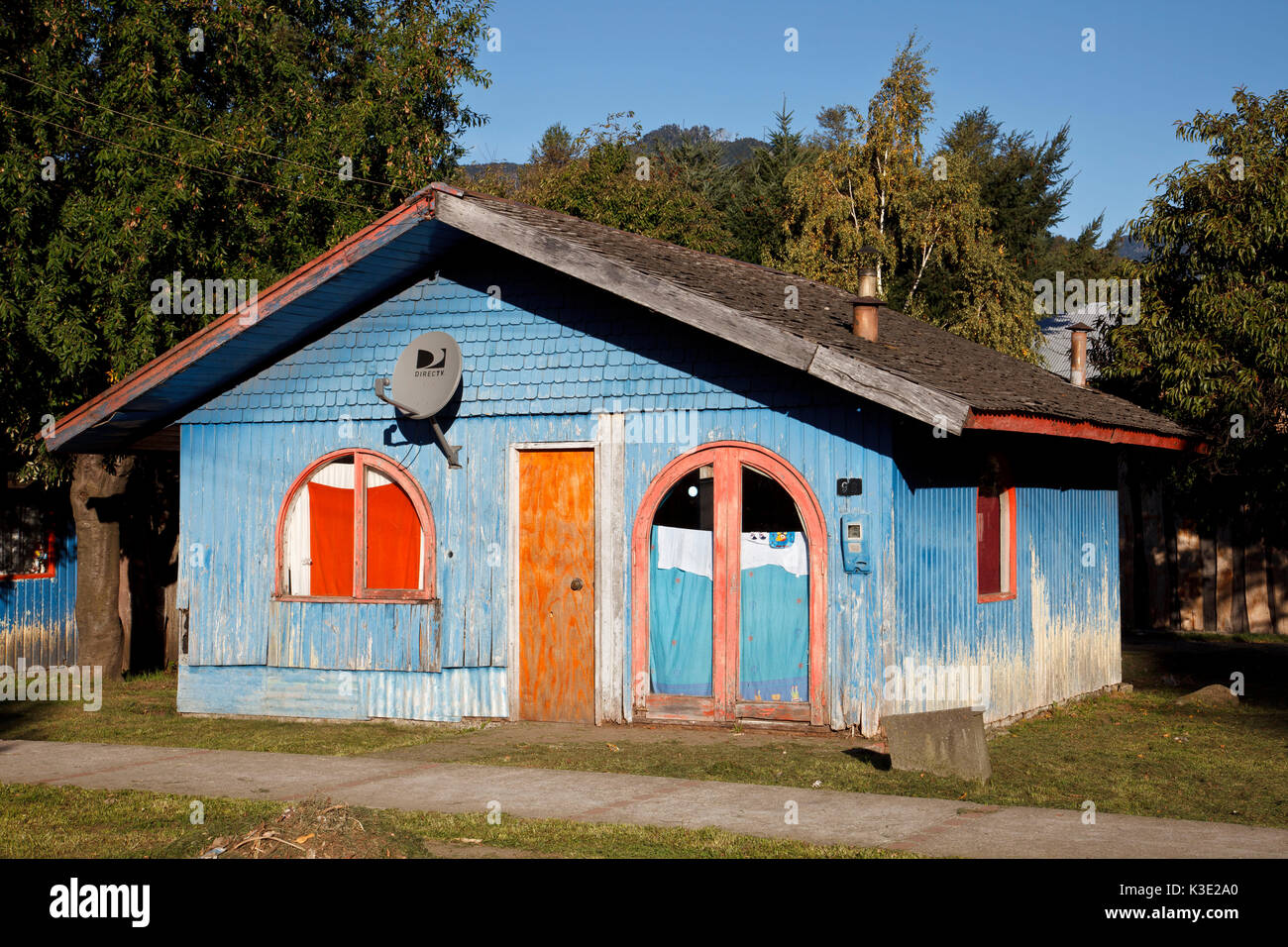 Il Cile, Araucania, Curarrehue, Mapuche, casa residenziale, Foto Stock