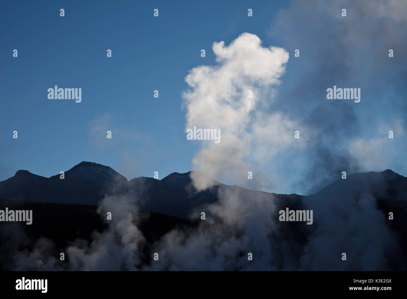 Il Cile, Geysir campo El Tatio, vapore, luce solare Foto Stock Il Cile, Geysir campo El Tatio, vapore, luce solare Foto Stock