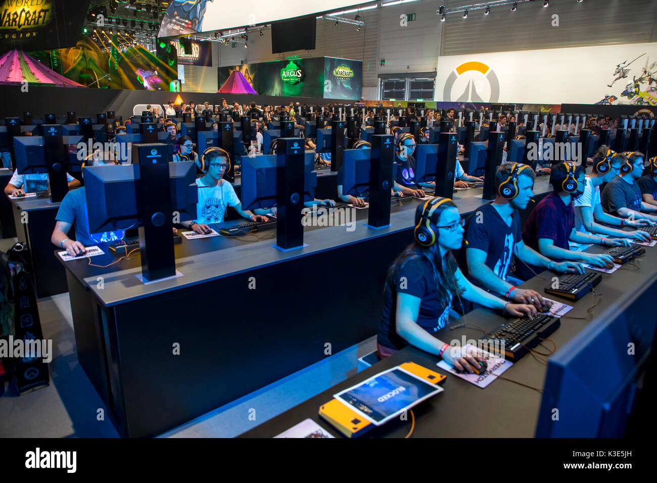 Gamescom, alla più grande fiera mondiale di videogiochi e di giochi per computer a Colonia, in Germania, Foto Stock