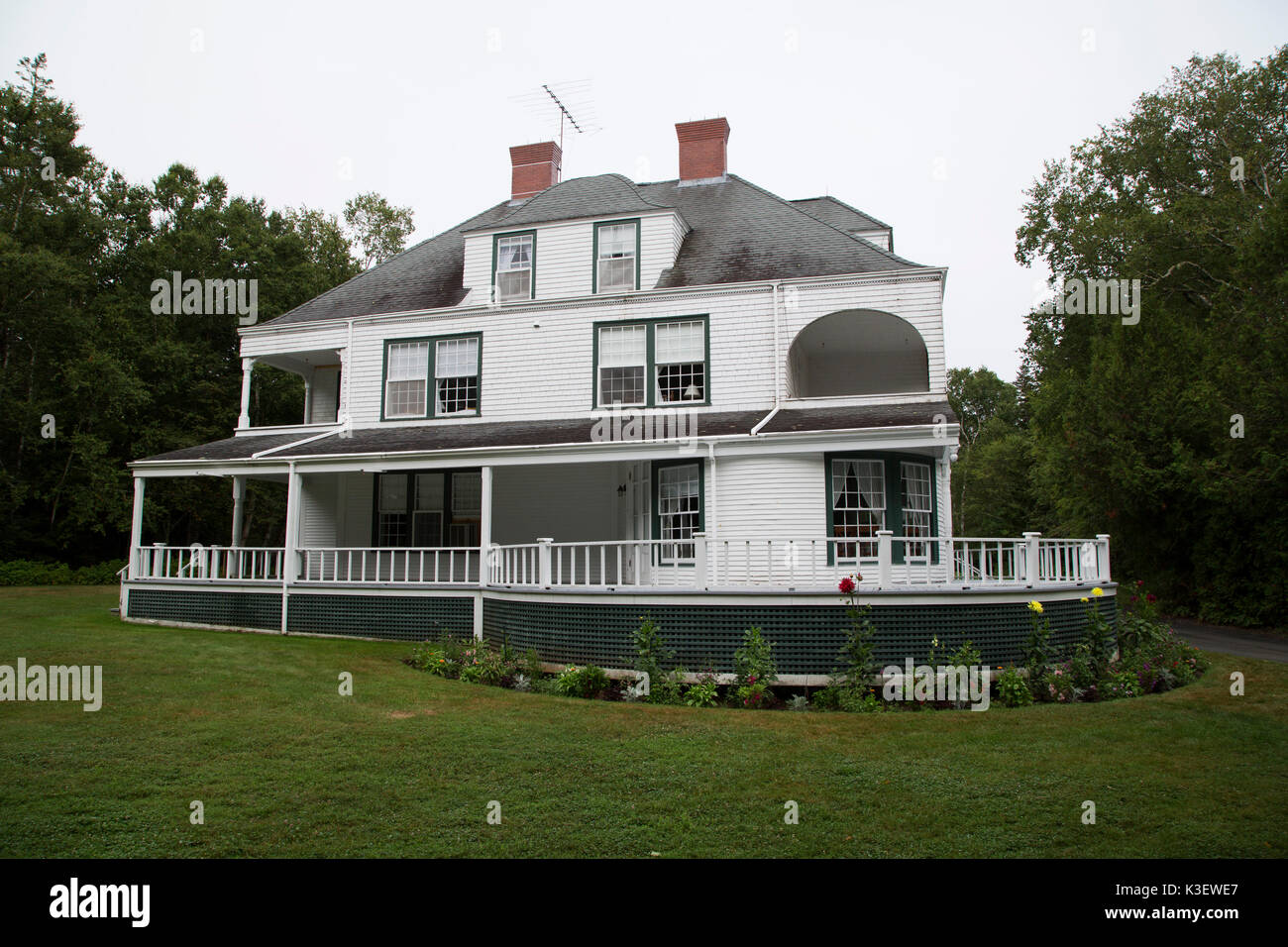 Cottage su Campobello Island in New Brunswick, Canada. L'edificio sorge all'interno di Roosevelt Campobello International Park e ospita il tè con Elean Foto Stock