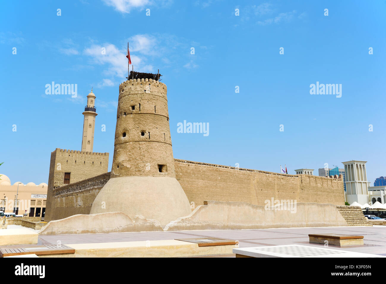 Dubai, Emirati arabi uniti - ott 10,2016:Museo di Dubai vista esterna in dubai,slegato emirati arabi. Foto Stock