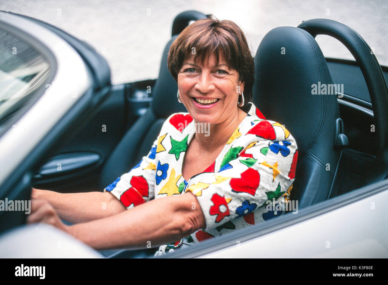 La donna nel medioevo alla cabriolet Foto Stock