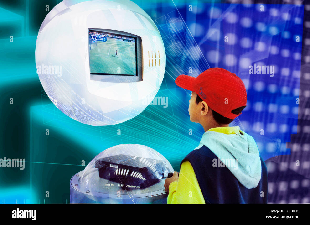 Ragazzo con il gioco per computer Foto Stock