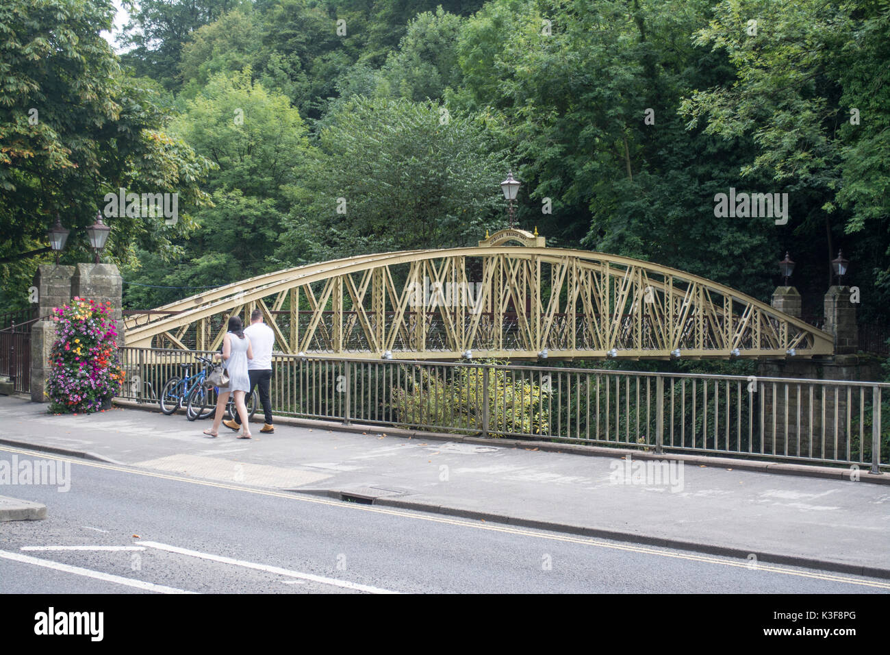 Giubileo ponte sul fiume Derwent a Matlock Bath nel Derbyshire Regno Unito Foto Stock