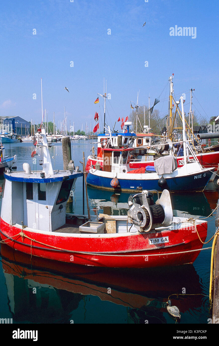 Porto nel villaggio Nien, Mar Baltico, Germania Foto Stock