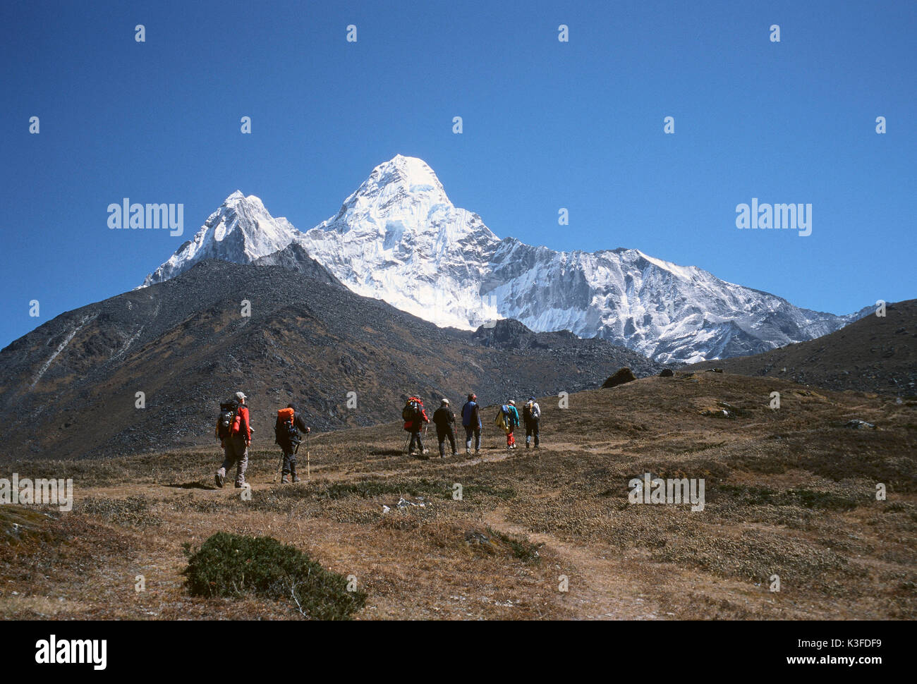 Il trekking per la Ama Dablam, Nepal Foto Stock