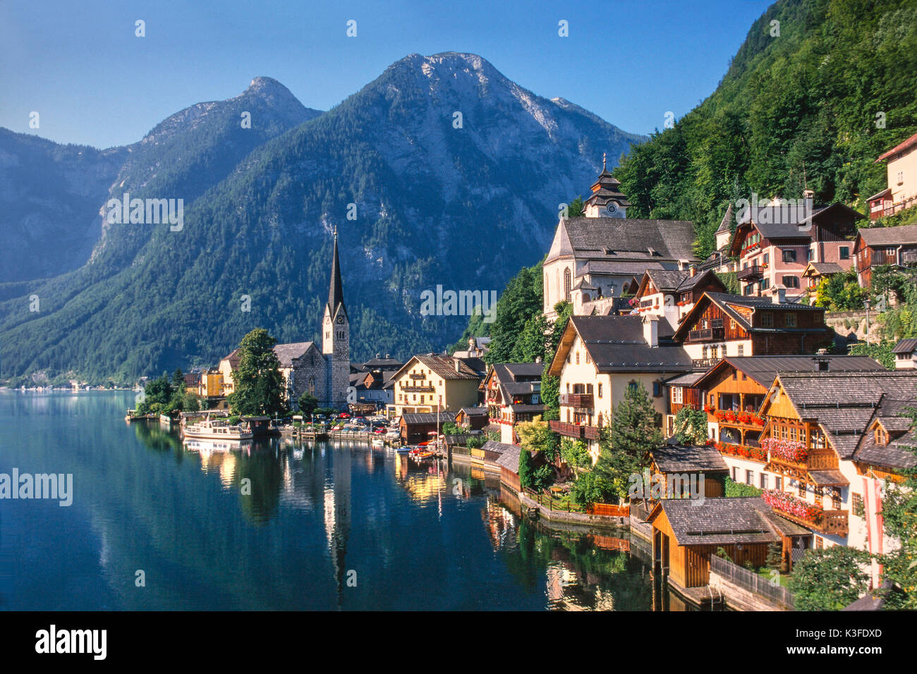 Hallstatt presso il lago Hallstätter, Austria Foto Stock