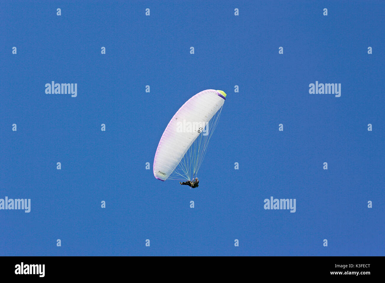Parapendio di fronte blu cielo Foto Stock