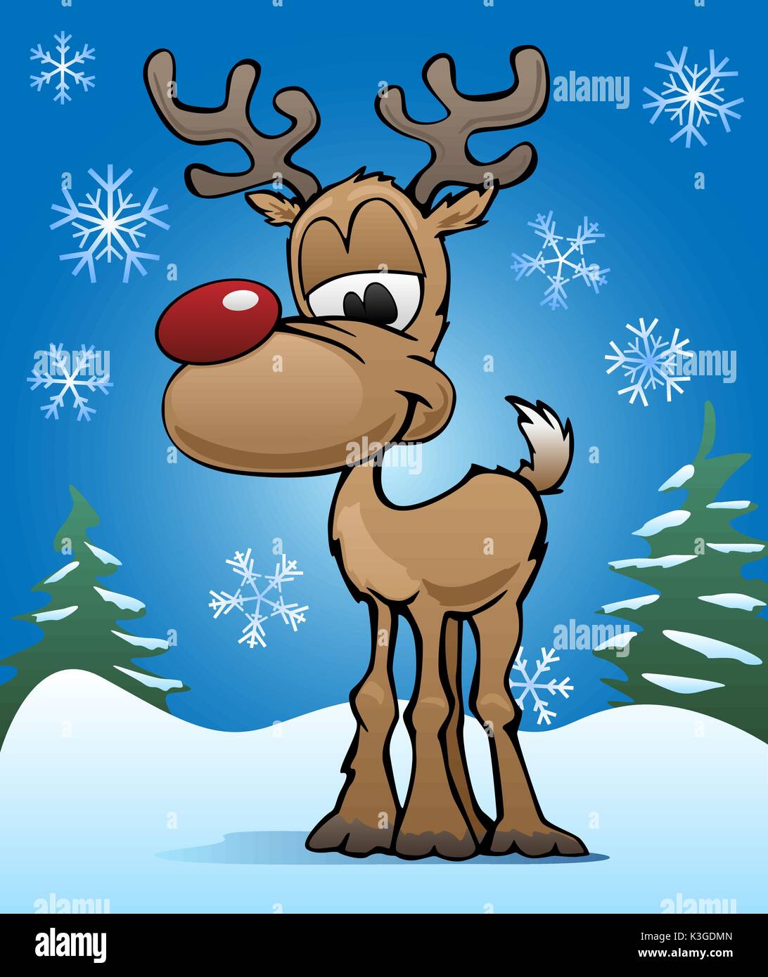 Carino vacanze di Natale Red Nose renne illustrazione Illustrazione Vettoriale