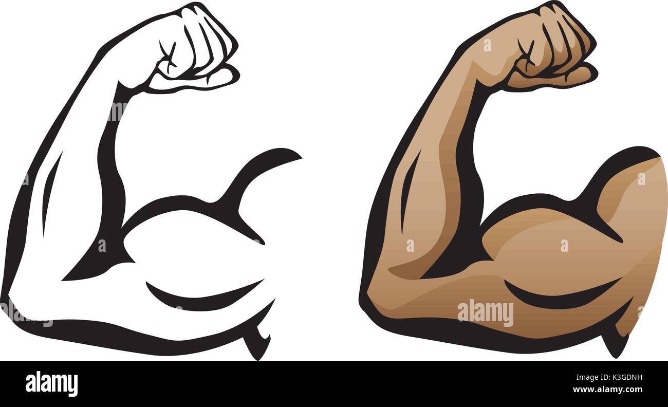 Braccio muscoloso flessione bicipite illustrazione Illustrazione Vettoriale