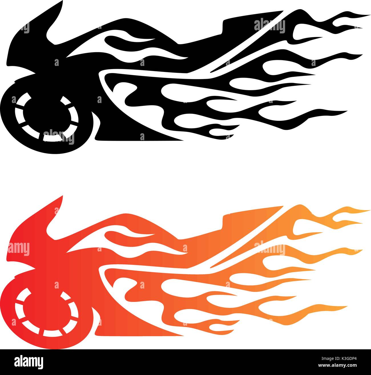 Flaming sport bike logo Moto Illustrazione Vettoriale
