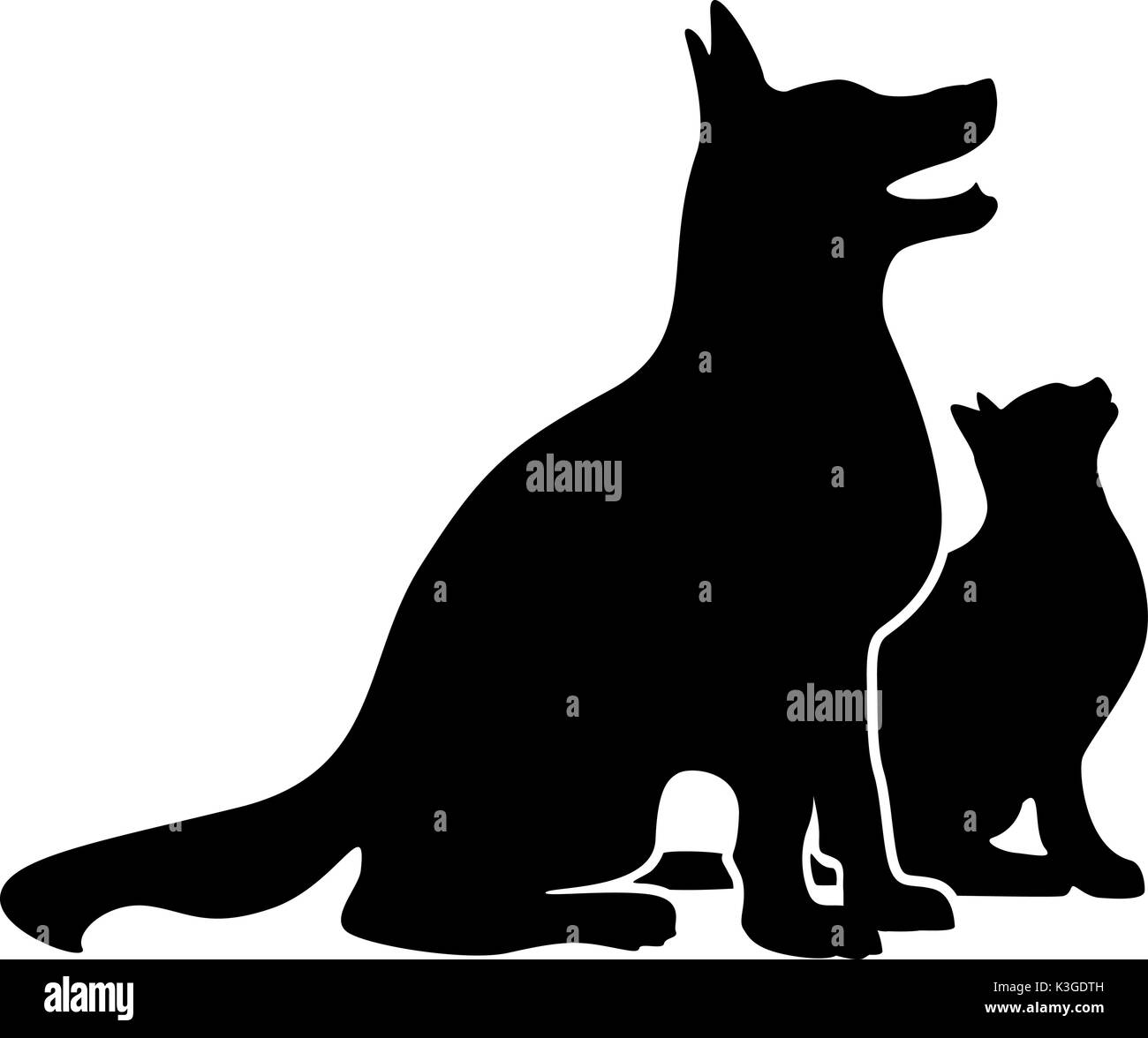 Cane e gatto Silhouette Illustrazione Vettoriale
