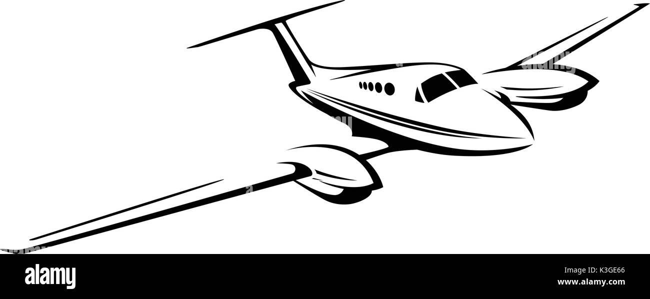 Piccolo parcheggio privato twin motore aereo illustrazione Illustrazione Vettoriale