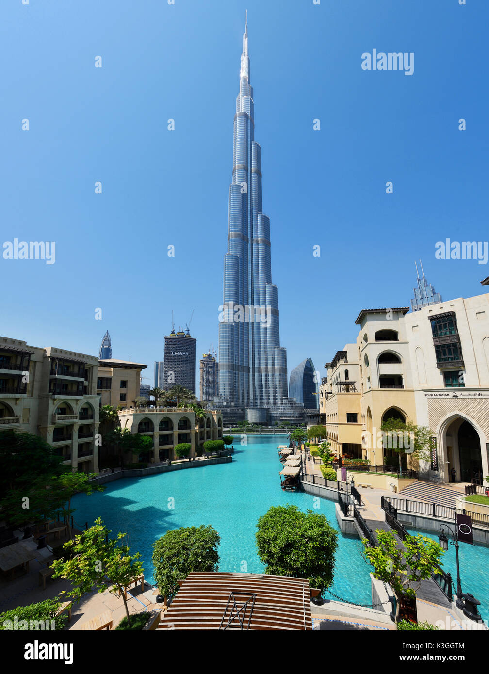 Il centro di Dubai con il Burj Khalifa Foto Stock