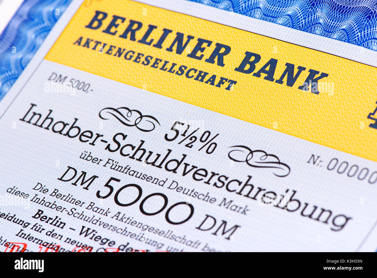 Obbligazioni al portatore della banca di Berlino Foto Stock