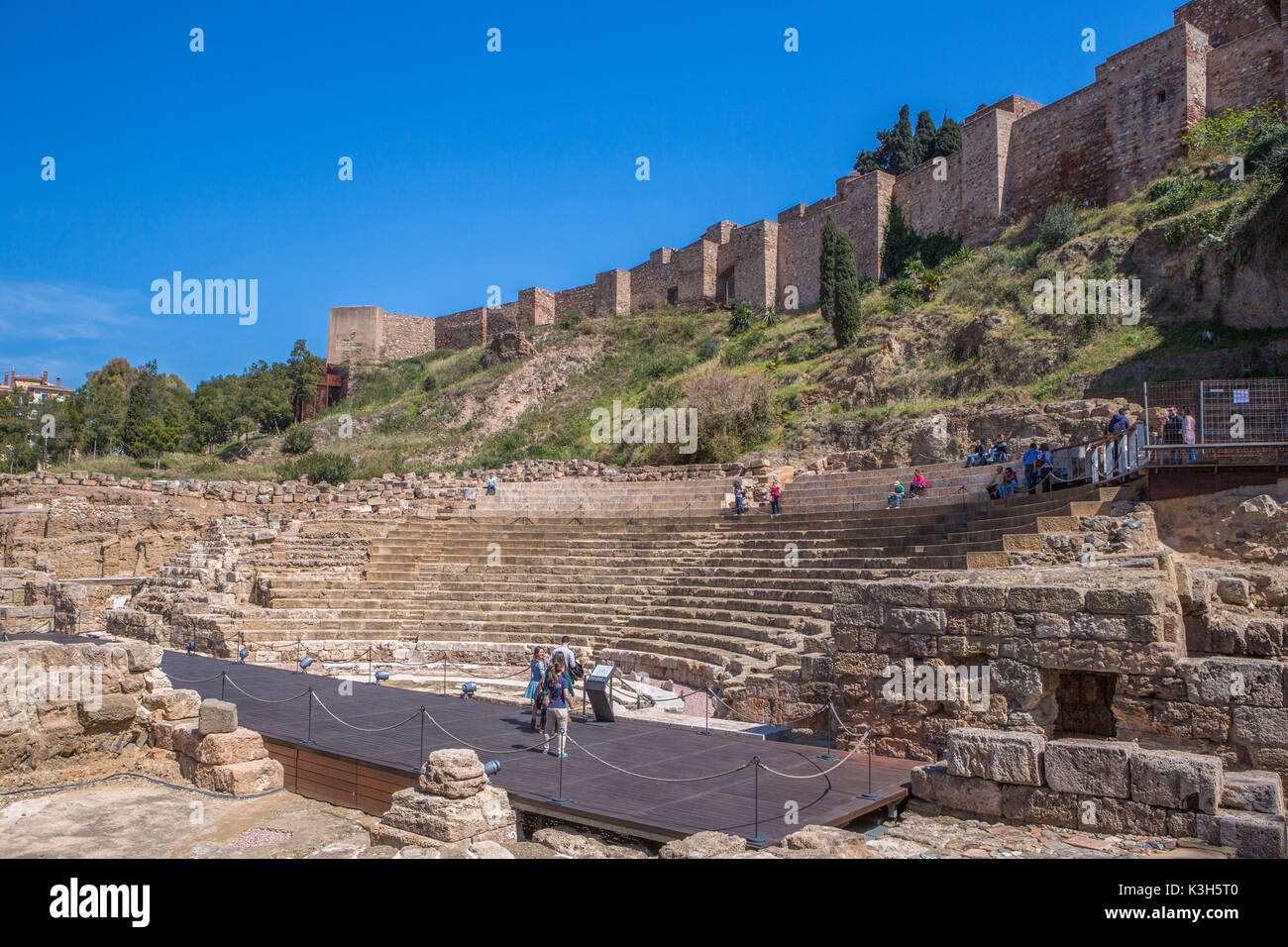 Spagna, Andalusia Malaga città, ruderi del Teatro Romano, Foto Stock