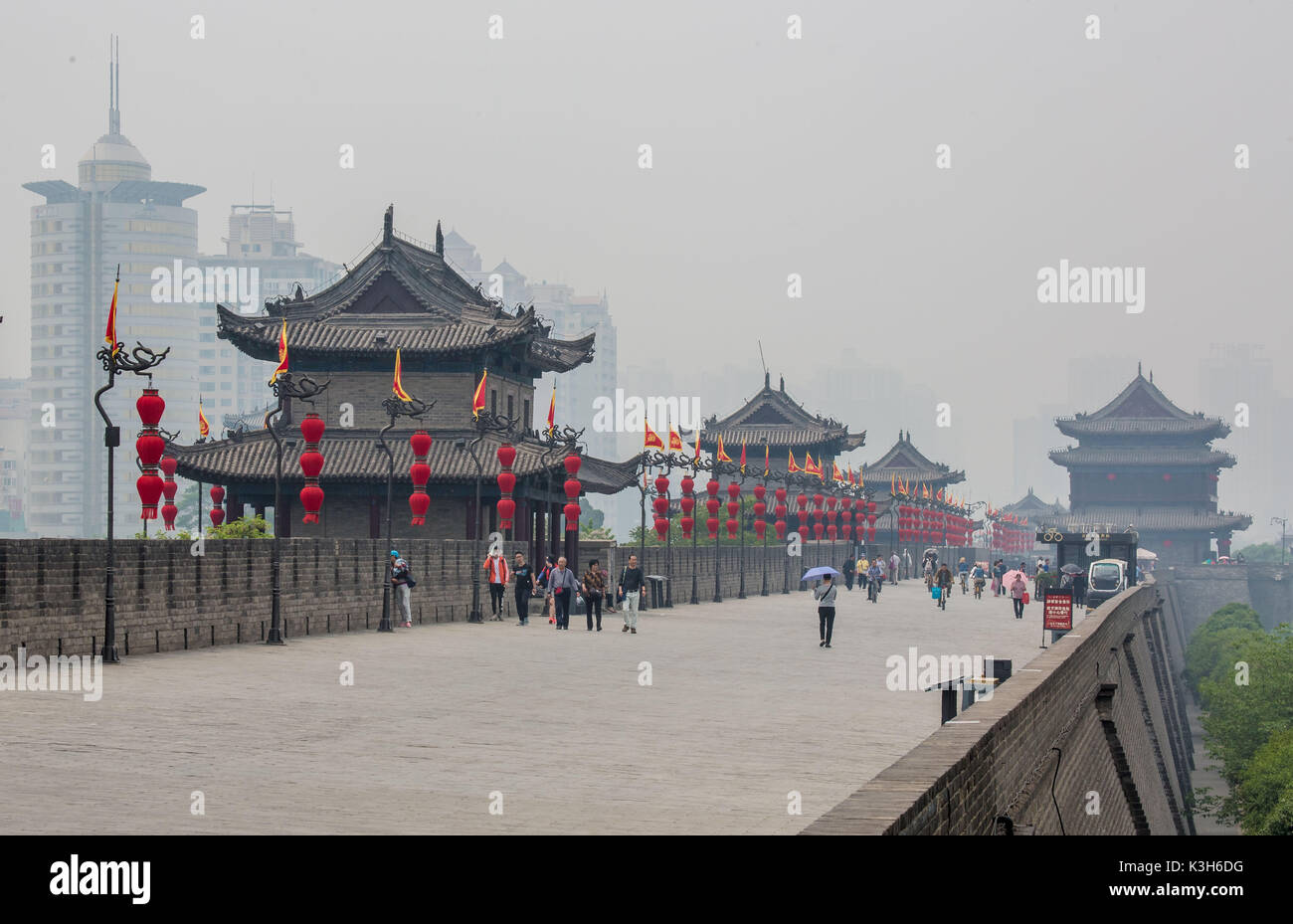 Cina, Provincia di Shaanxi, Xi'an City, Xi'an City Wall Foto Stock