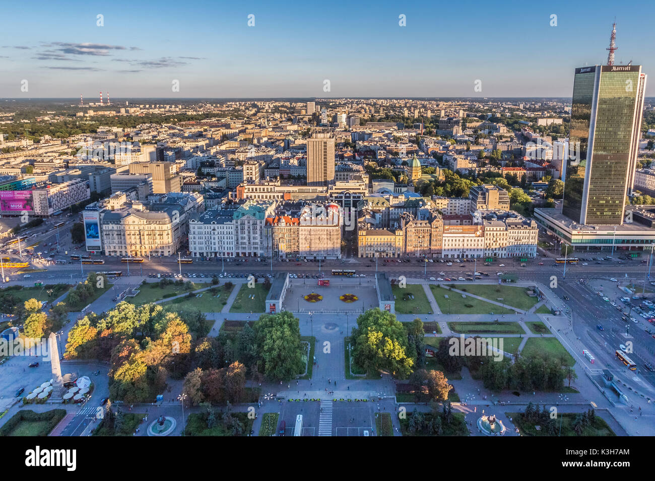 Polonia, Warzaw Città, Down Town skyline dalla cultura e Palazzo della Scienza Foto Stock