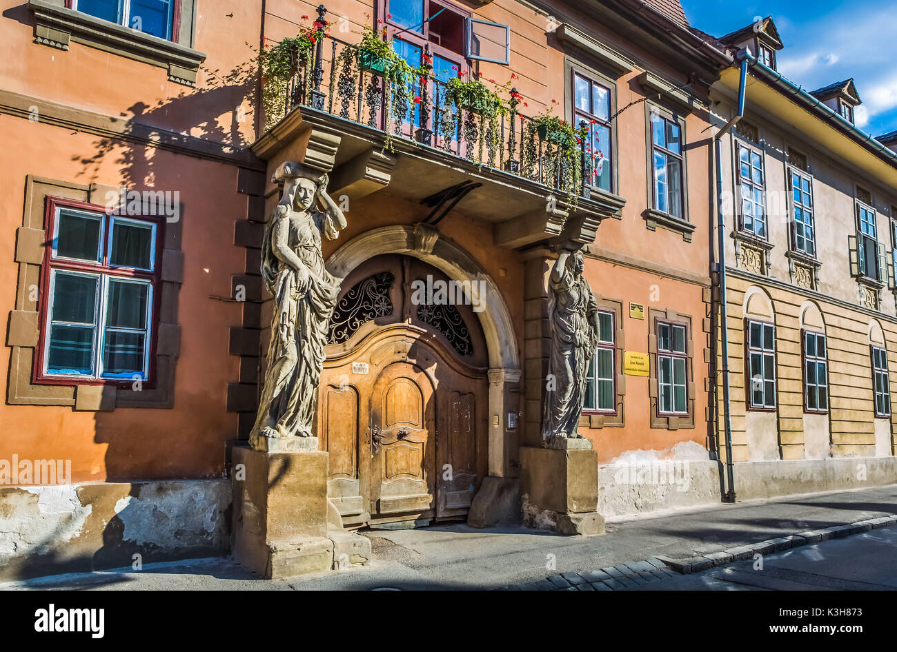 La Romania, città di Sibiu, Old Town street Foto Stock
