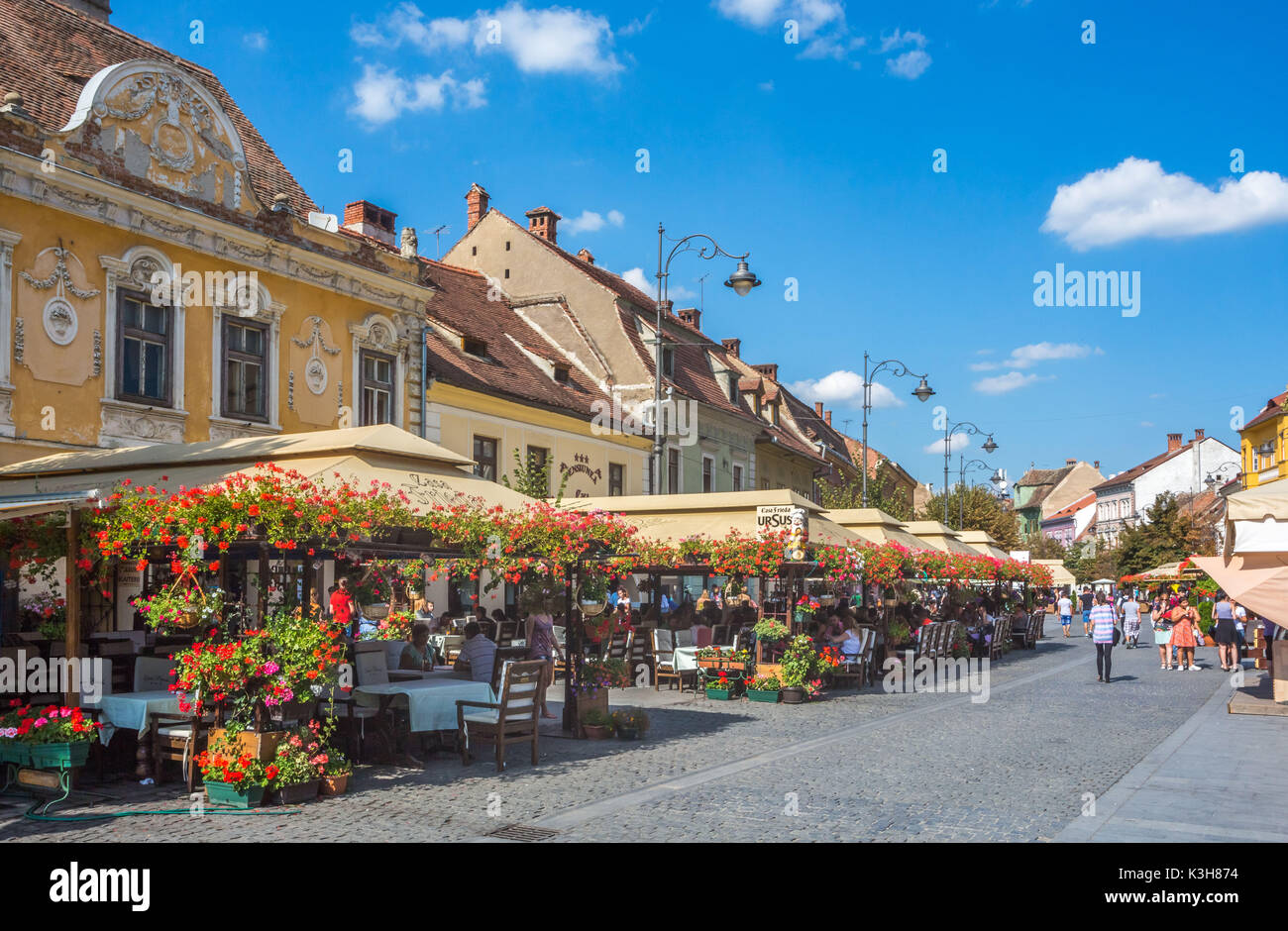 La Romania, Sibiu, Città Vecchia, Nicolae Balsescu strada pedonale Foto Stock