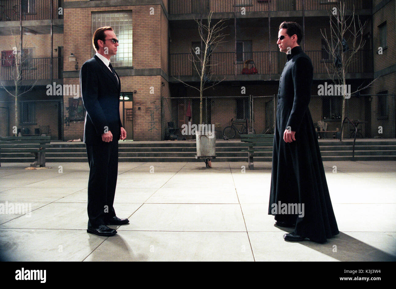 La Matrix Reloaded Hugo Weaving come agente Smith, Keanu Reeves come Neo data: 2003 Foto Stock