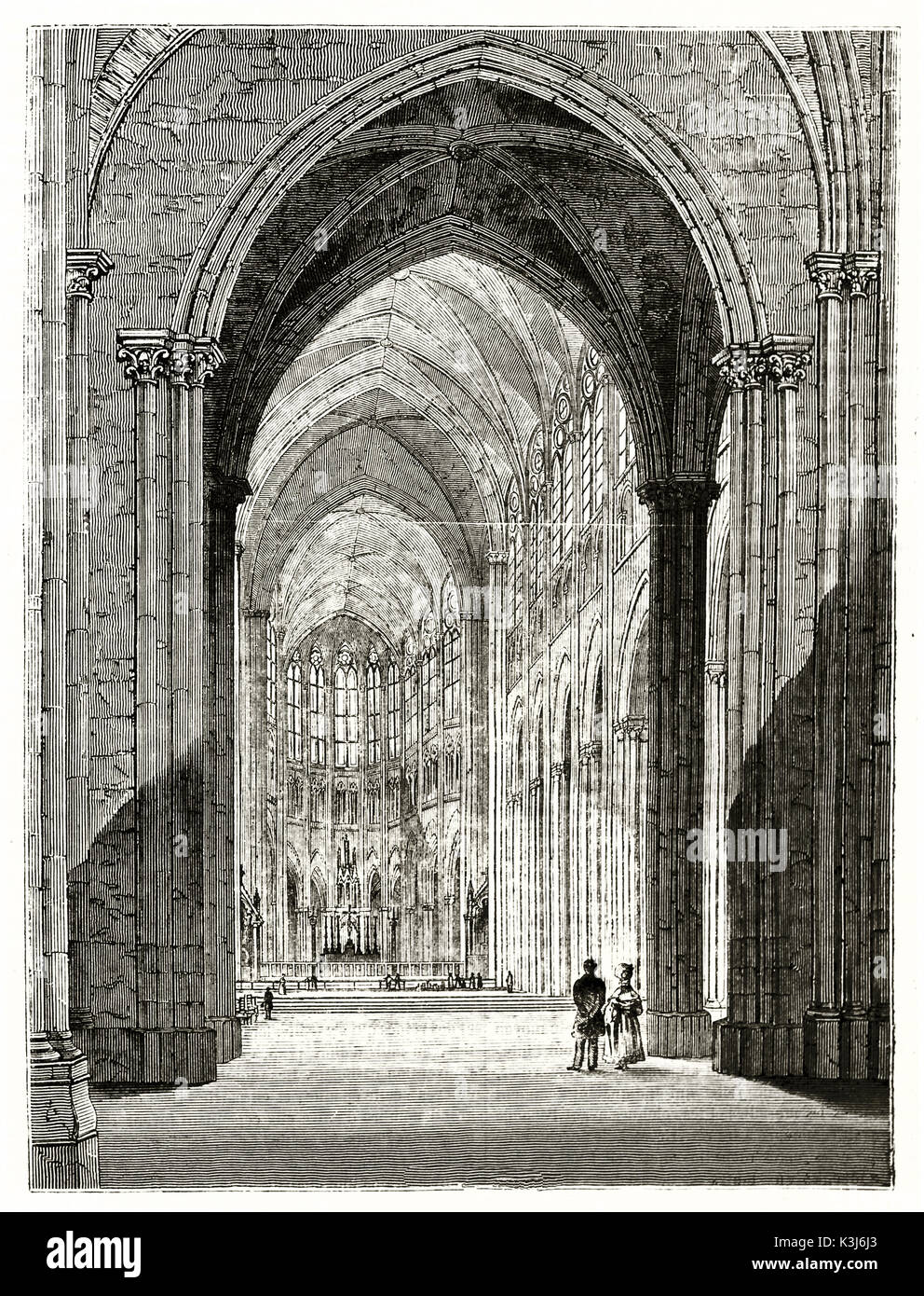 Vecchio vista della Basilica di Saint-Denis facciata prima lo smantellamento della torre nord della Francia. Da autore non identificato pubblicato il Magasin pittoresco Parigi 1839 Foto Stock