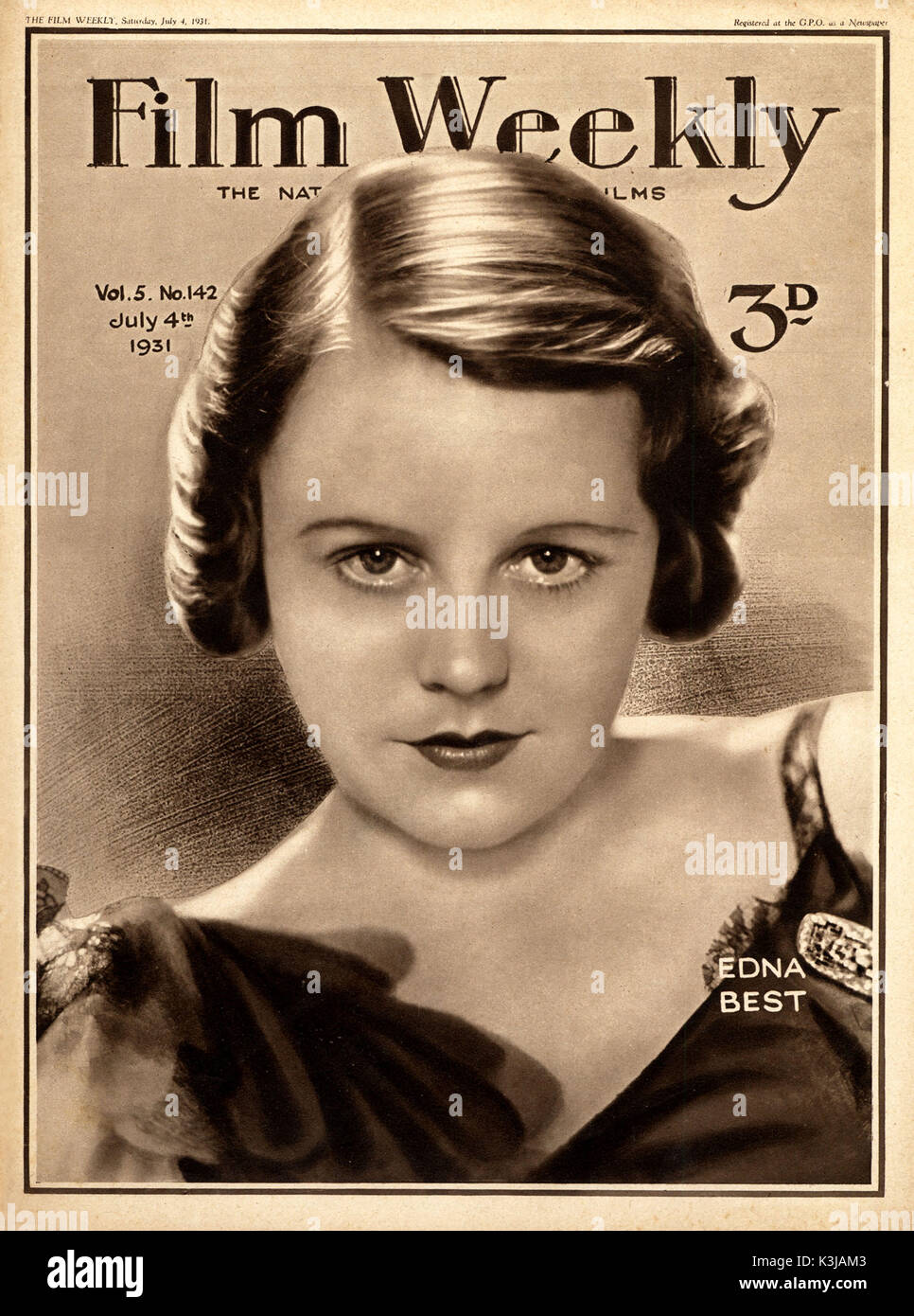 EDNA migliori sul coperchio anteriore della pellicola, Settimanale 1931 Foto Stock