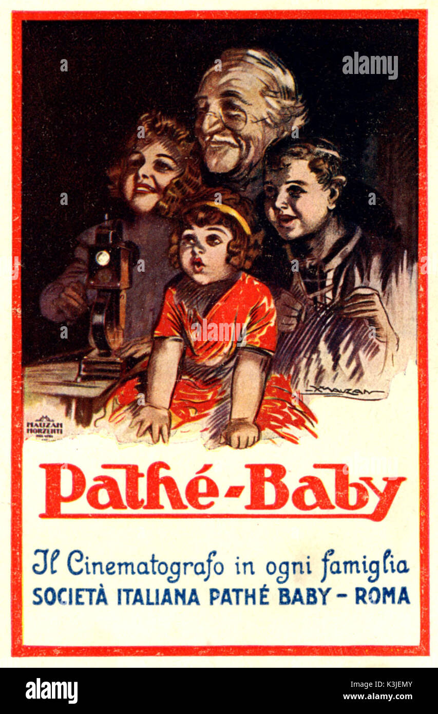 Italian PATHE BABY annuncio, per l'home proiettore video e fotocamera che utilizza il film da 9,5 mm Foto Stock
