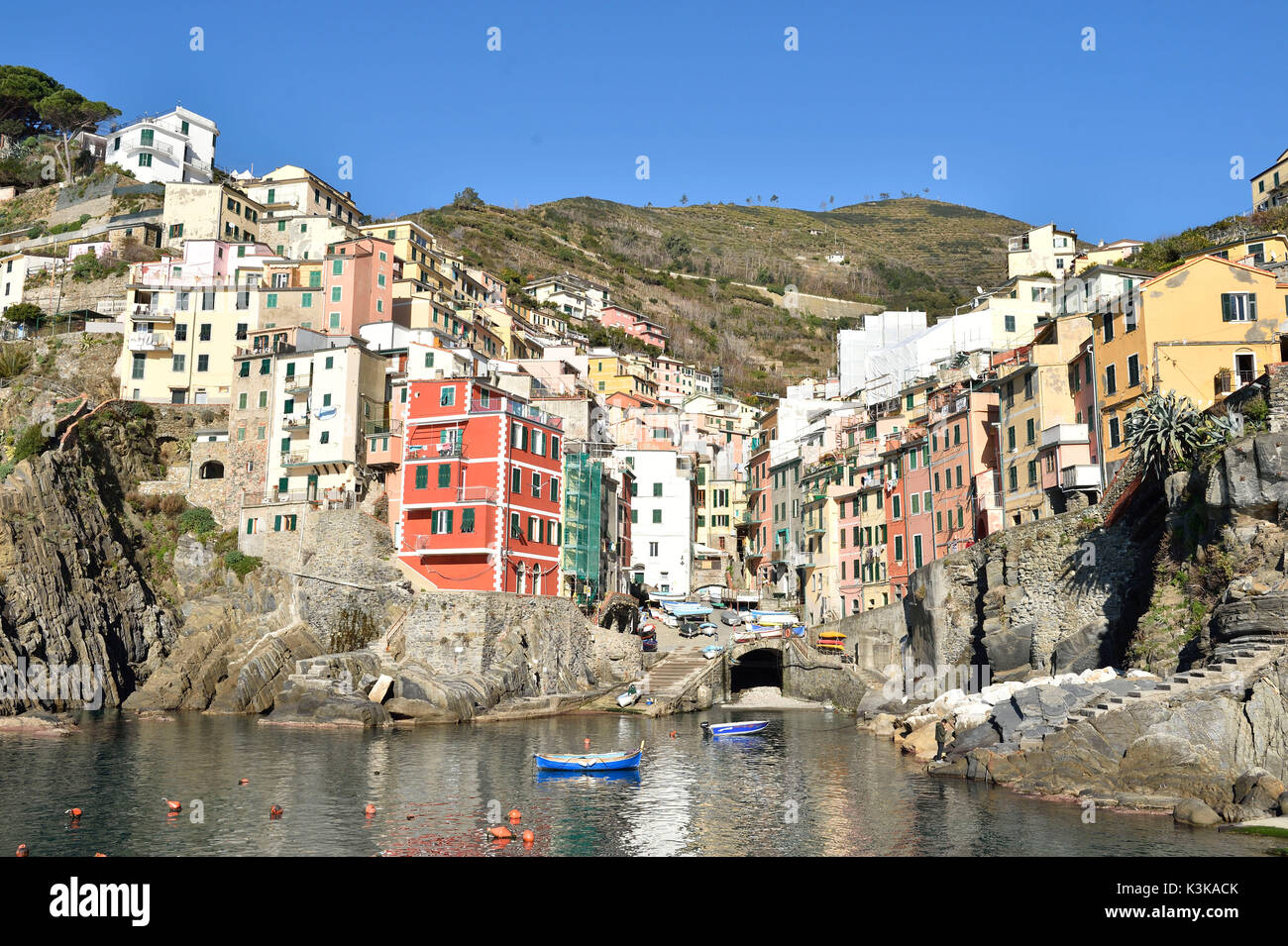 L'Italia, Liguria, il Parco Nazionale delle Cinque Terre sono classificati come patrimonio mondiale dall' UNESCO, Riomaggiore Foto Stock