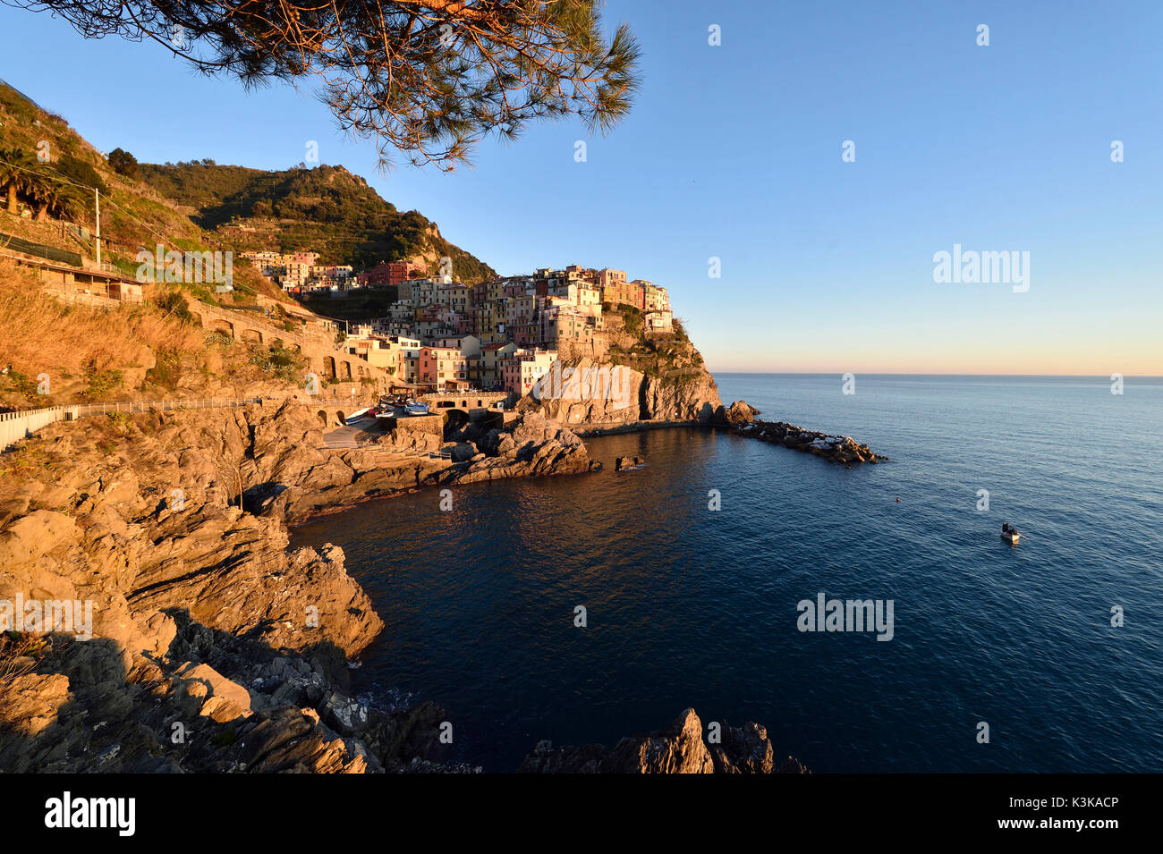 L'Italia, Liguria, Parco Nazionale delle Cinque Terre e Manarola Foto Stock