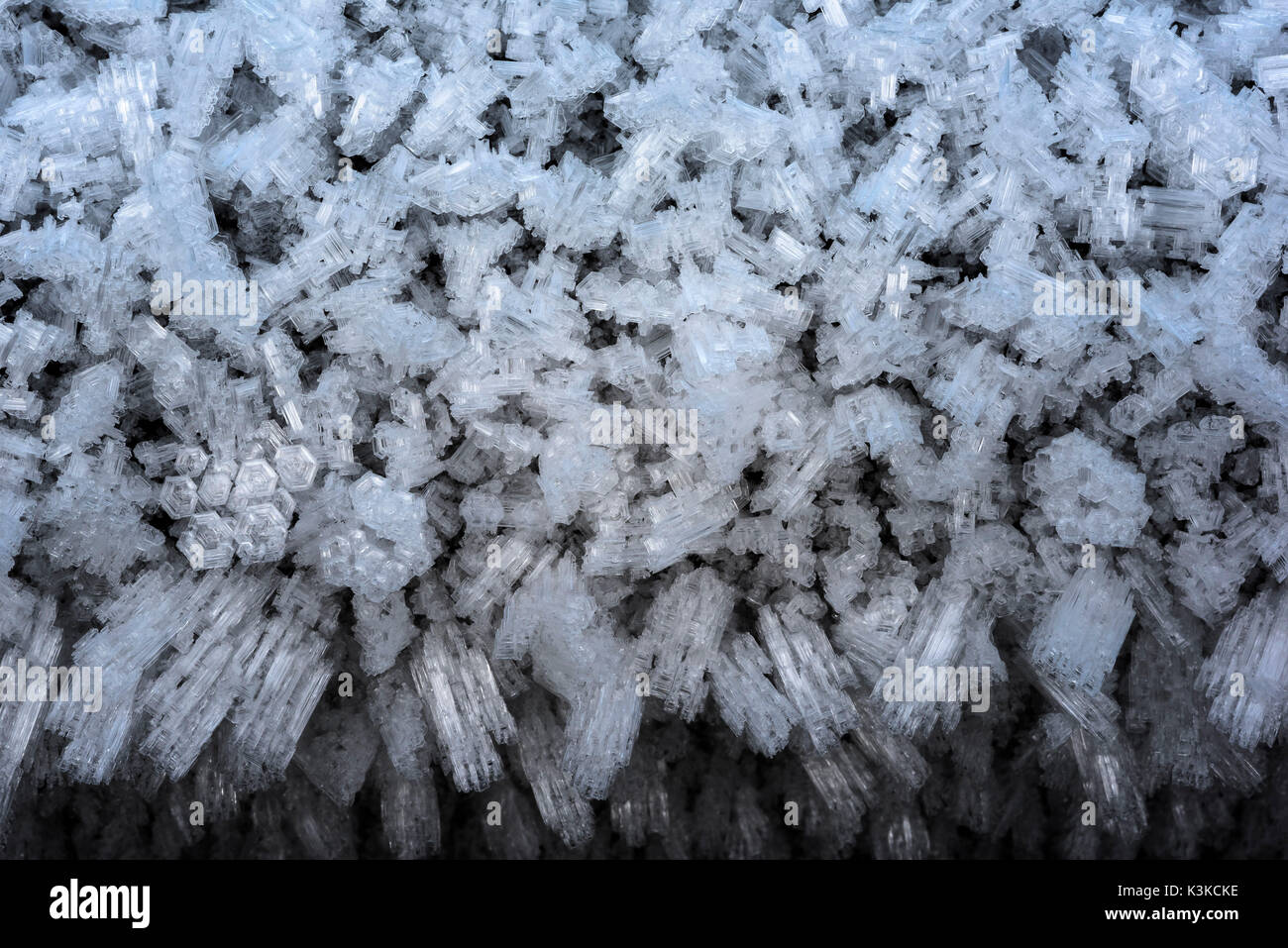 Extreme close-up di ghiaccio invernale-cristallo Foto Stock