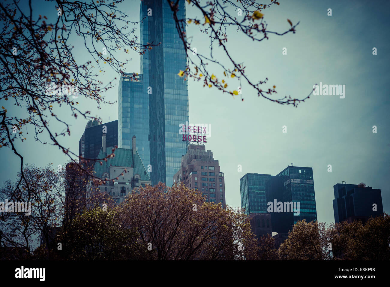 Essex House, Architettura skyscraper, Central Park, Manhattan, New York, Stati Uniti d'America Foto Stock