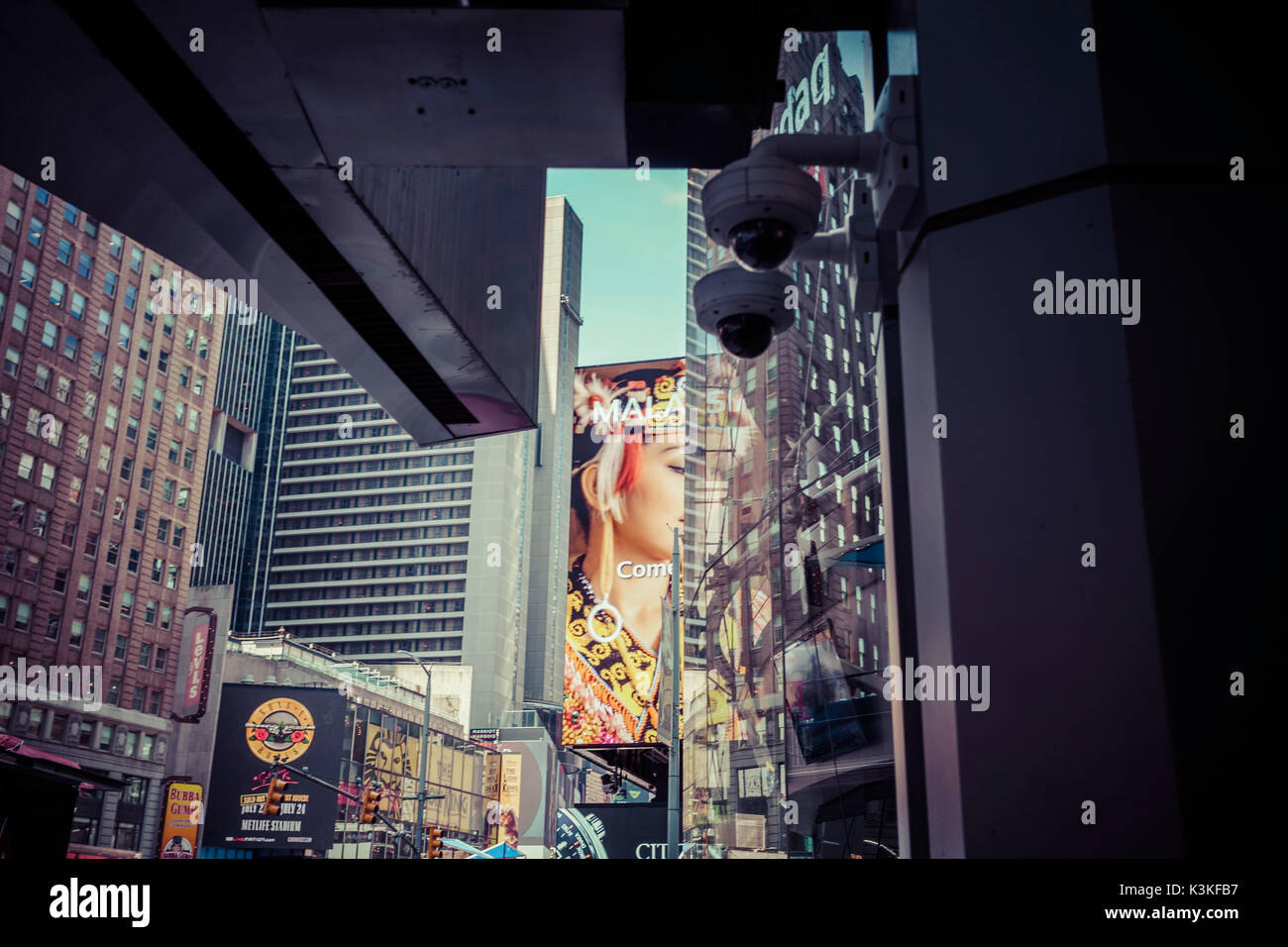 Gli annunci su Time Square, architettura, grattacieli, Streetview, Manhattan, New York, Stati Uniti d'America Foto Stock
