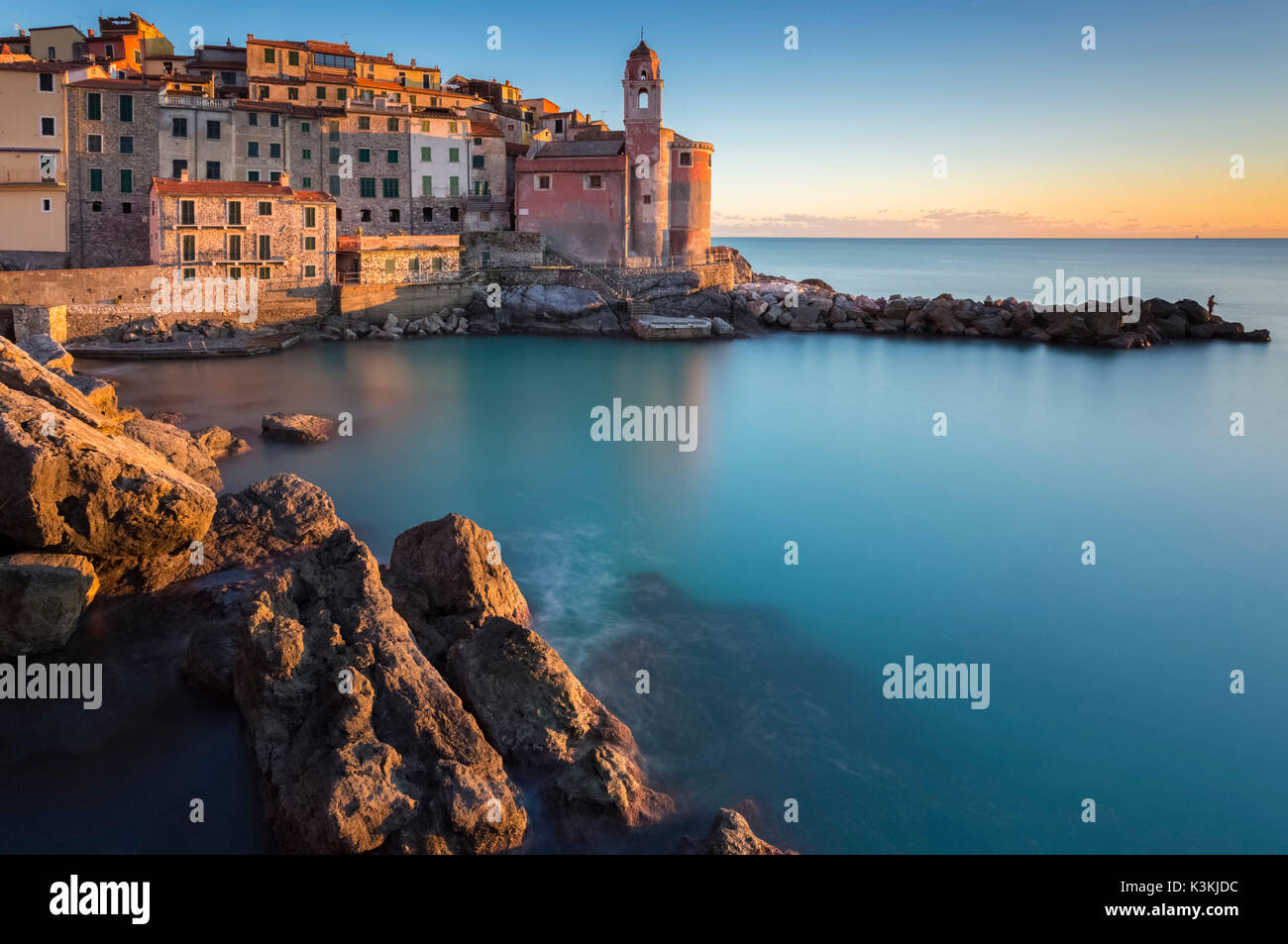La piccola città di Tellaro, vicino a Lerici, Golfo di La Spezia, Liguria, Italia. Foto Stock