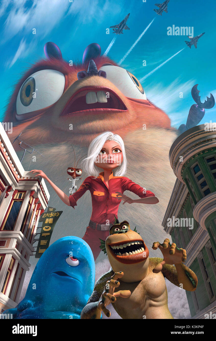 MONSTERS VS ALIENS Seth Rogan come B.O.B., Hugh Laurie come il dottor scarafaggio, Ph.D., Reese Witherspoon voci Ginormica, Arnett come il collegamento mancante Data: 2009 Foto Stock