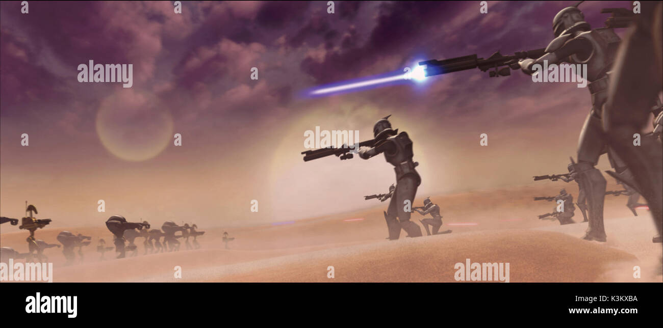 STAR WARS: Clone Wars Clone Trooper soldati face off contro un esercito di battaglia droidi data: 2008 Foto Stock