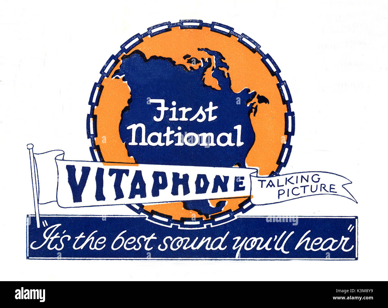 Prima NAZIONALE VITAPHONE PARLANDO PICTURE prima nazionale è stato un cinema e società di produzione ha acquistato dalla Warner Bros nel 1928. Ha continuato con la sua identità separata per alcuni anni. Qui si pubblicizza nel 1929 Vitaphone un film sound system usando i dischi su cui il suono del film è stato registrato in studio e riprodotto da dischi nel cinema, piuttosto che da una traccia stampata sulla pellicola che ha sostituito il sistema di disco nel giro di pochi anni. Data: Foto Stock