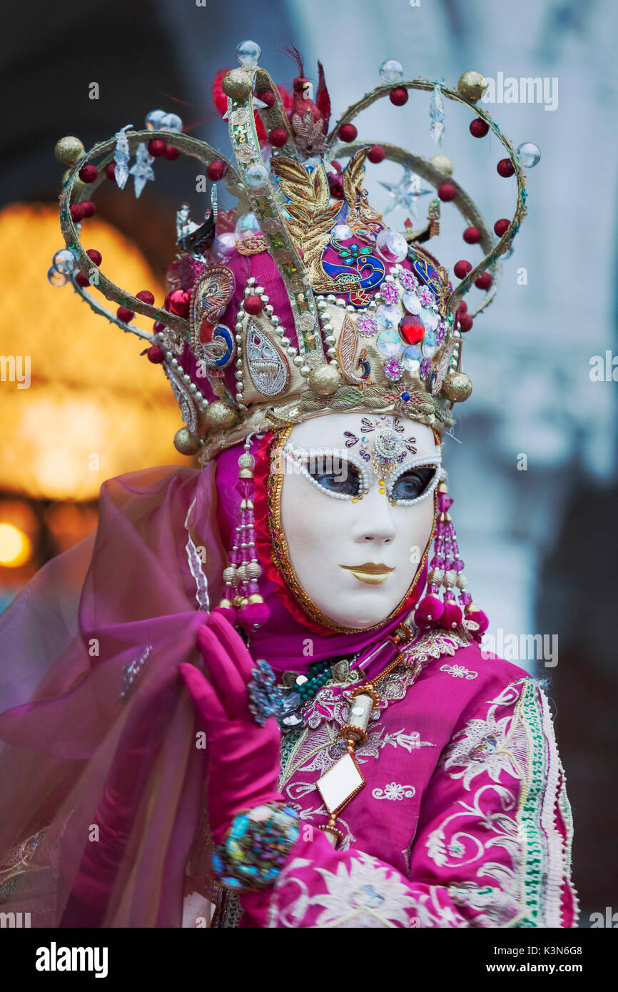 Il Carnevale di Venezia maschera vicino a Palazzo Ducale. Venezia, Veneto, Italia, Europa Foto Stock