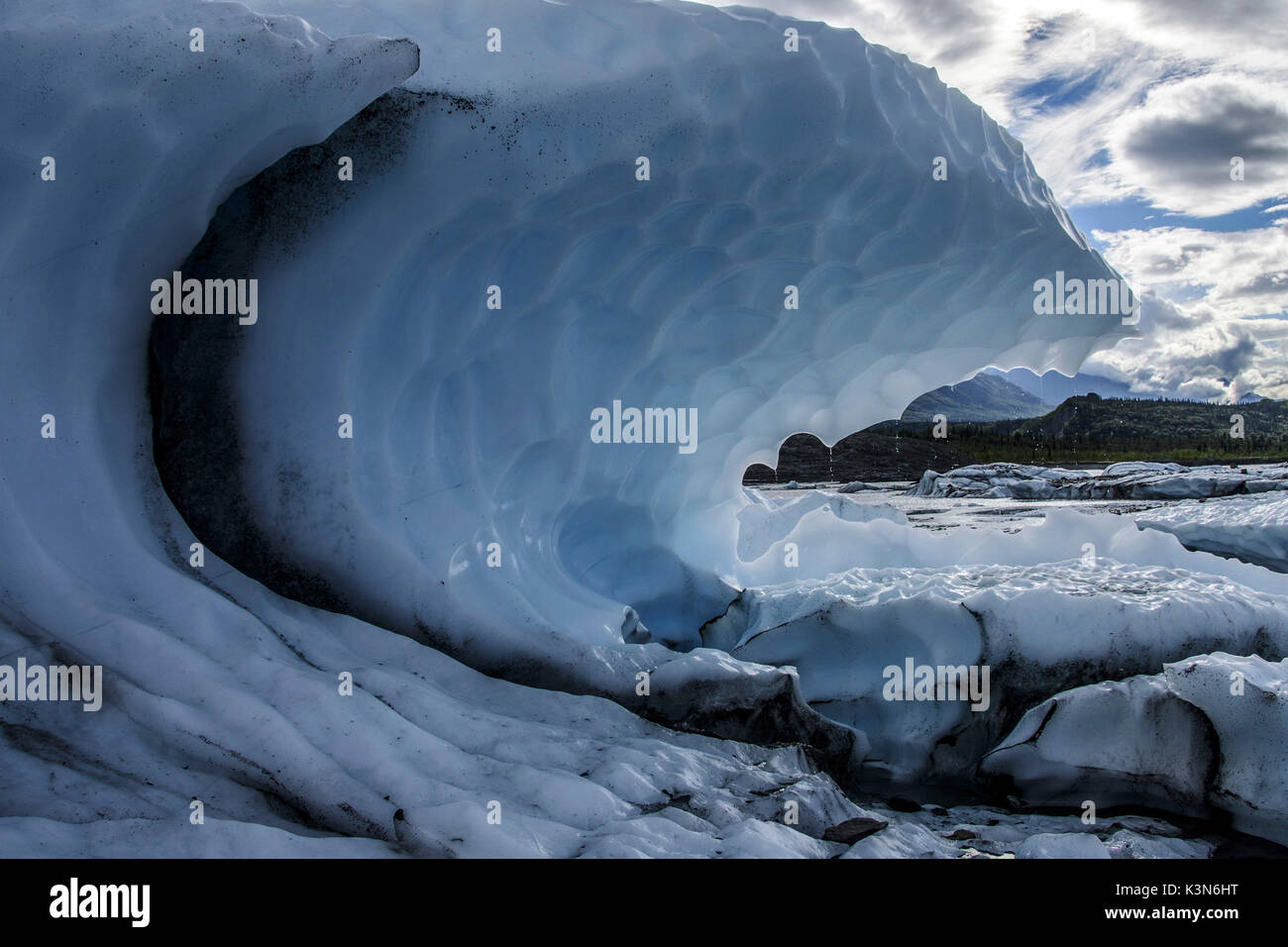 Strana forma di ghiaccio, Matanusca ghiacciaio, Alaska, STATI UNITI D'AMERICA Foto Stock