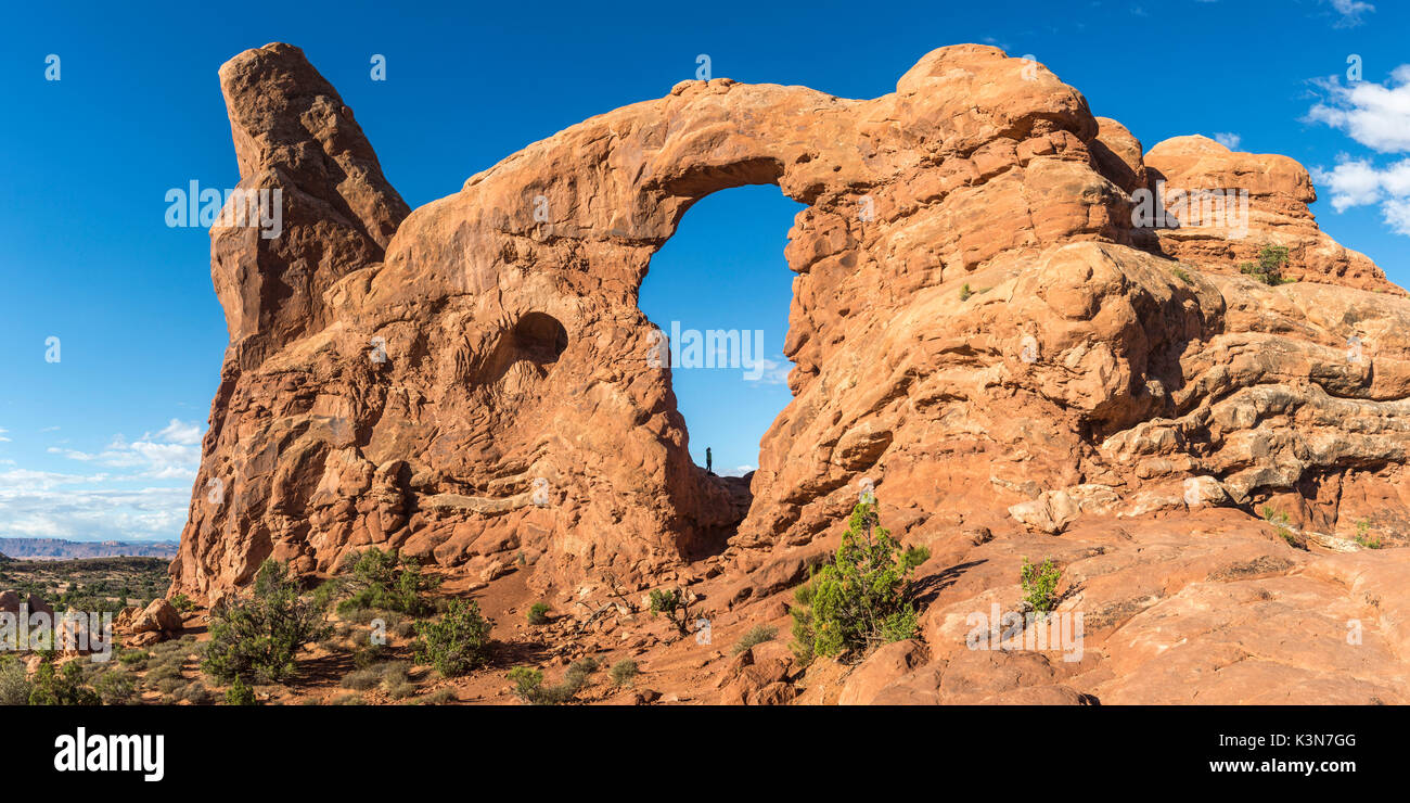 La torretta Arch, Arches National Park, Moab, Grand County, Utah, Stati Uniti d'America. Foto Stock