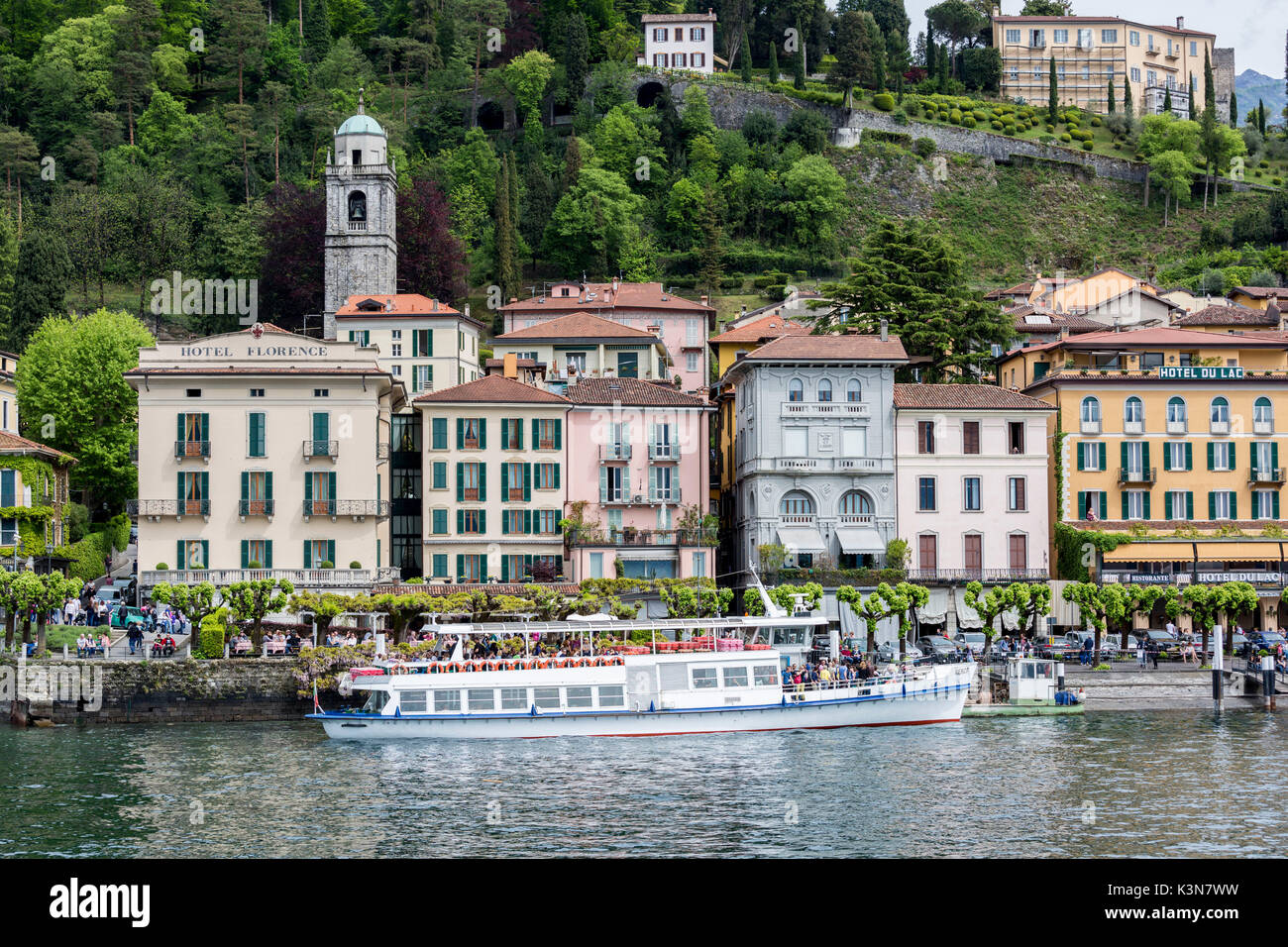 Vista di Bellagio, Lago di Como, Lombardia, Italia. Foto Stock