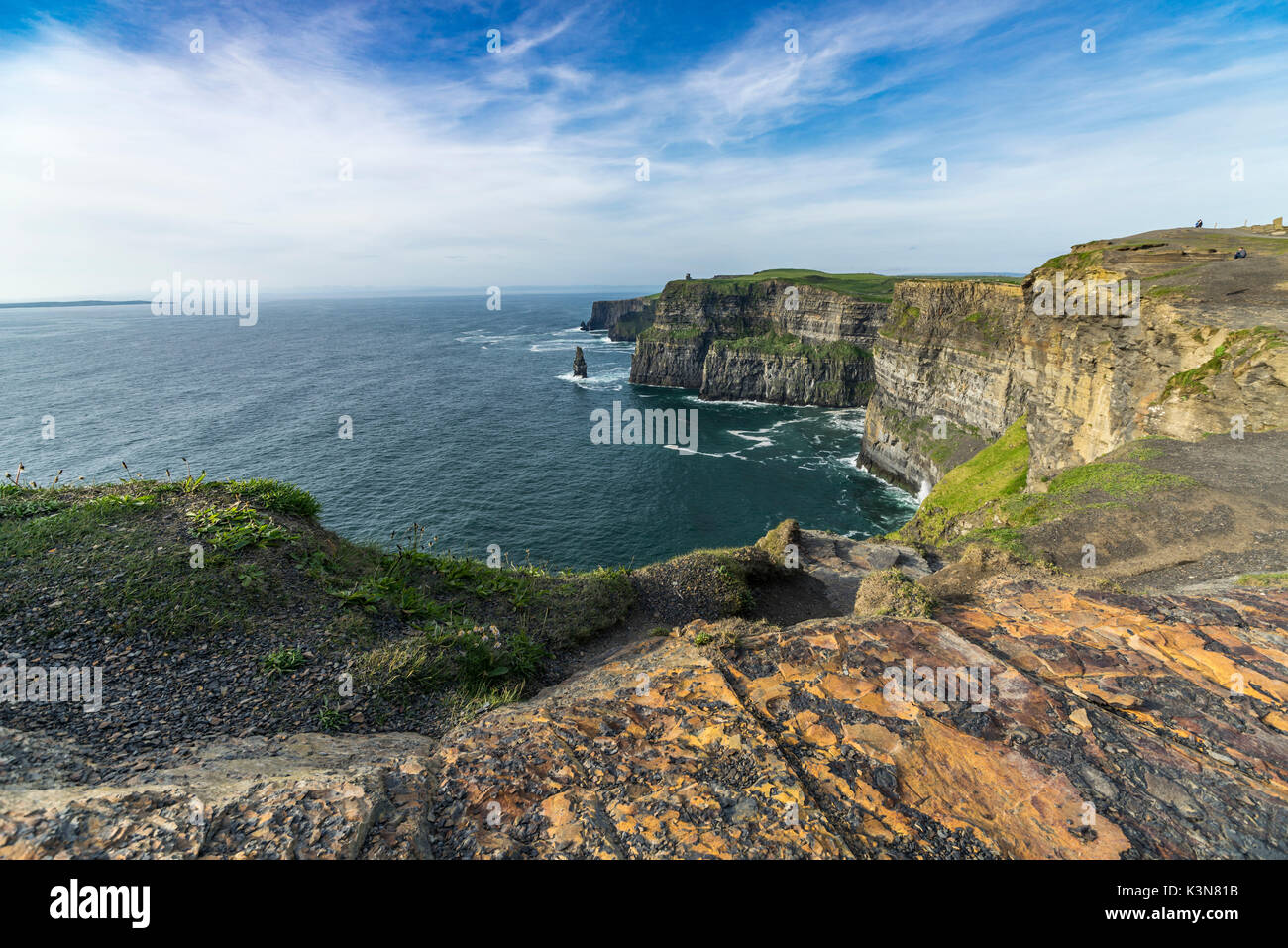 Scogliere di Moher, Liscannor, Munster, Co.Clare, Irlanda, Europa. Foto Stock