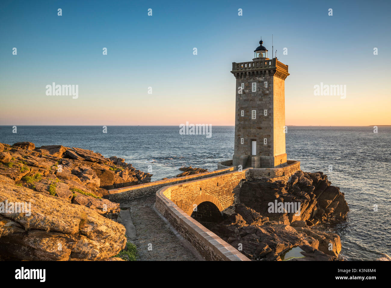 Kermorvan Lighthouse. Le Conquet, Finistère Bretagna, Francia. Foto Stock