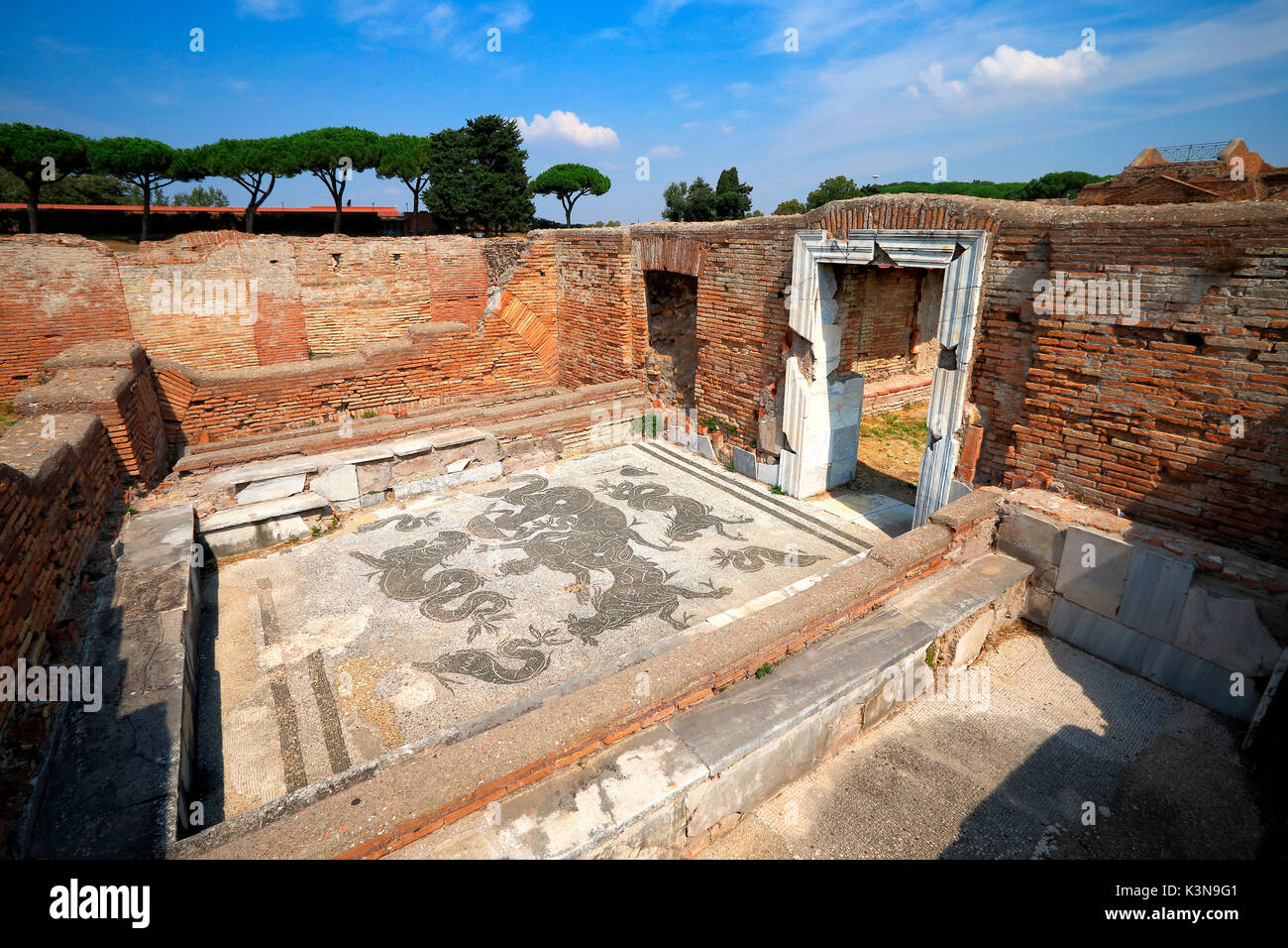 Scavi archeologici di Ostia Antica, il quartiere di Roma, lazio, Italy Foto Stock