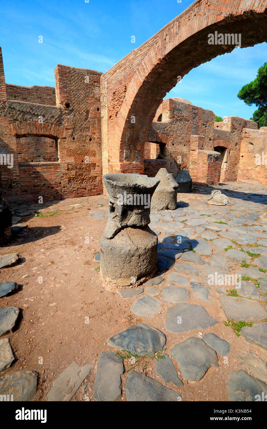 Scavi archeologici di Ostia Antica, il quartiere di Roma, lazio, Italy Foto Stock