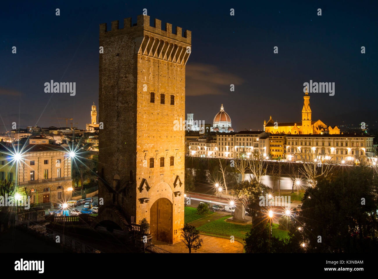 L'Europa, Italia, Toscana, Firenze. Il centro storico di Firenze di notte Foto Stock
